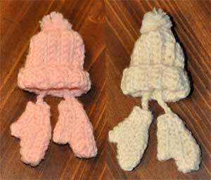 Crocheted Hat and Mitten Pins